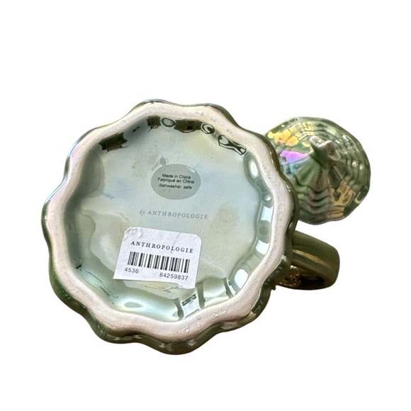 Anthropologie Merry Luster Holly Tree Lidded Stoneware Coffee Tea Mug Cup NWT - Picture 7 of 8